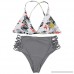 Womens Swimsuits Two Pieces Bathing Suits Top V Neck Floral Print Cross Back with Retro High Waisted Bottom Bikinis Swimwear Grey B07N1LFTR9